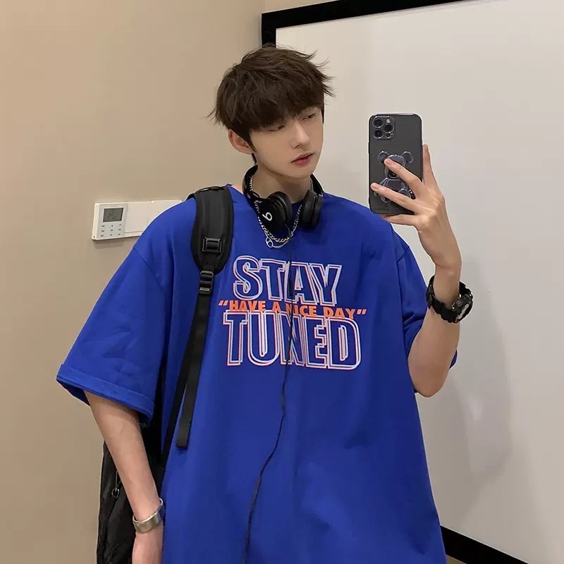 Áo thun phông nam nữ PINK tay lỡ form rộng STAY TUNED Unisex