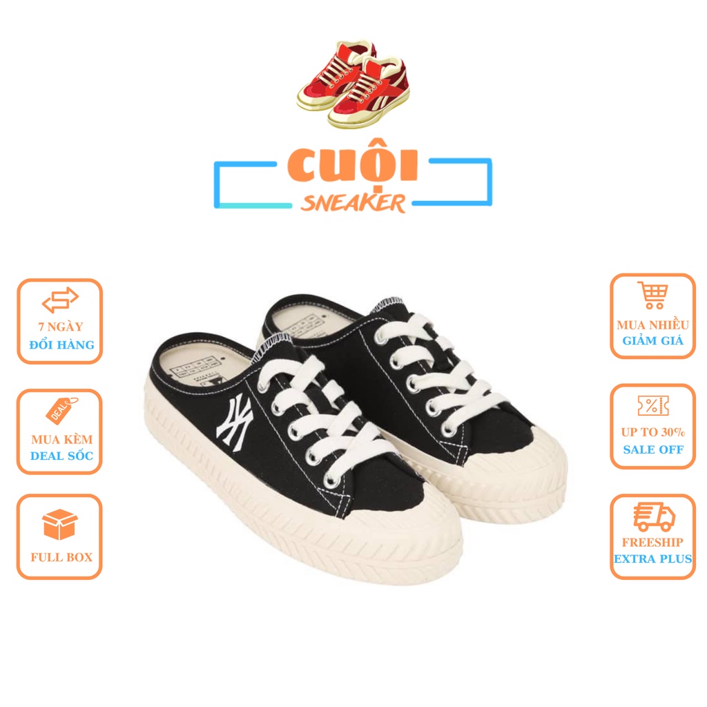 Giày sục đạp gót 𝗠𝗟𝗕 𝗡𝗬 nữ thời trang, giày sục thể thao nữ MLB NY chữ thêu hàng cao cấp Full Bill Box