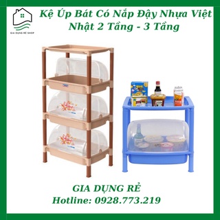 Kệ úp bát 2 tầng - 3 tầng có nắp đậy nhựa việt nhật