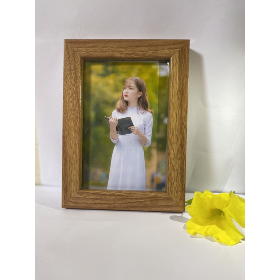 (XƯỞNG KHUNG) Khung ảnh 9x12 gỗ mặt kính để bàn, treo tường- miễn phí in ảnh kèm theo