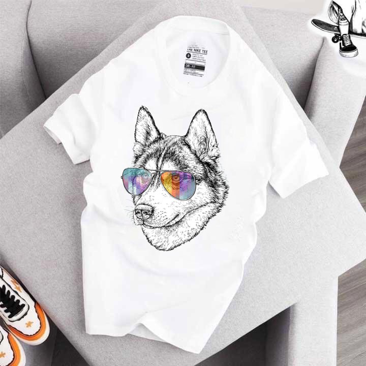 ÁO THUN TRẮNG UNISEX NAM NỮ CÚN FUNNY HUSKY SIÊU ĐÁNG YÊU CÓ 1 KHÔNG 2 (CÓ SIZE TRẺ EM) - HK114
