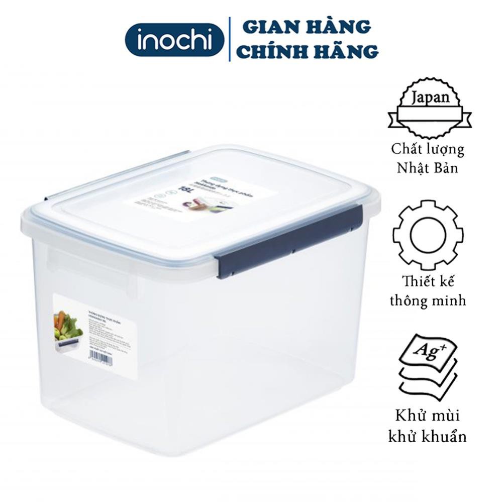 Thùng nhựa trong suốt đựng Thực Phẩm đựng đồ có nắp Hokkaido 10L-18L-30L các loại đồ khô để tủ lạnh Chính Hãng Inochi