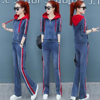 [Giảm Giá Tốt Tốt] Bộ Đồ Thể Thao Denim Dáng Rộng Thời Trang Mùa Thu Cho Nữ Phong Cách Mới