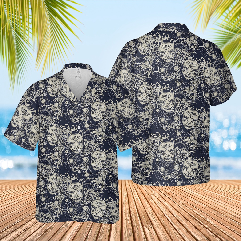 Áo sơ mi họa tiết hình xăm Yakuza Nhật Bản tay ngắn nam nữ vải thoáng mát, thấm hút, mát mẻ hawaiian