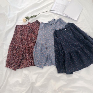 (hongngocmesushi) Áo kiểu babydoll hoa cột nơ