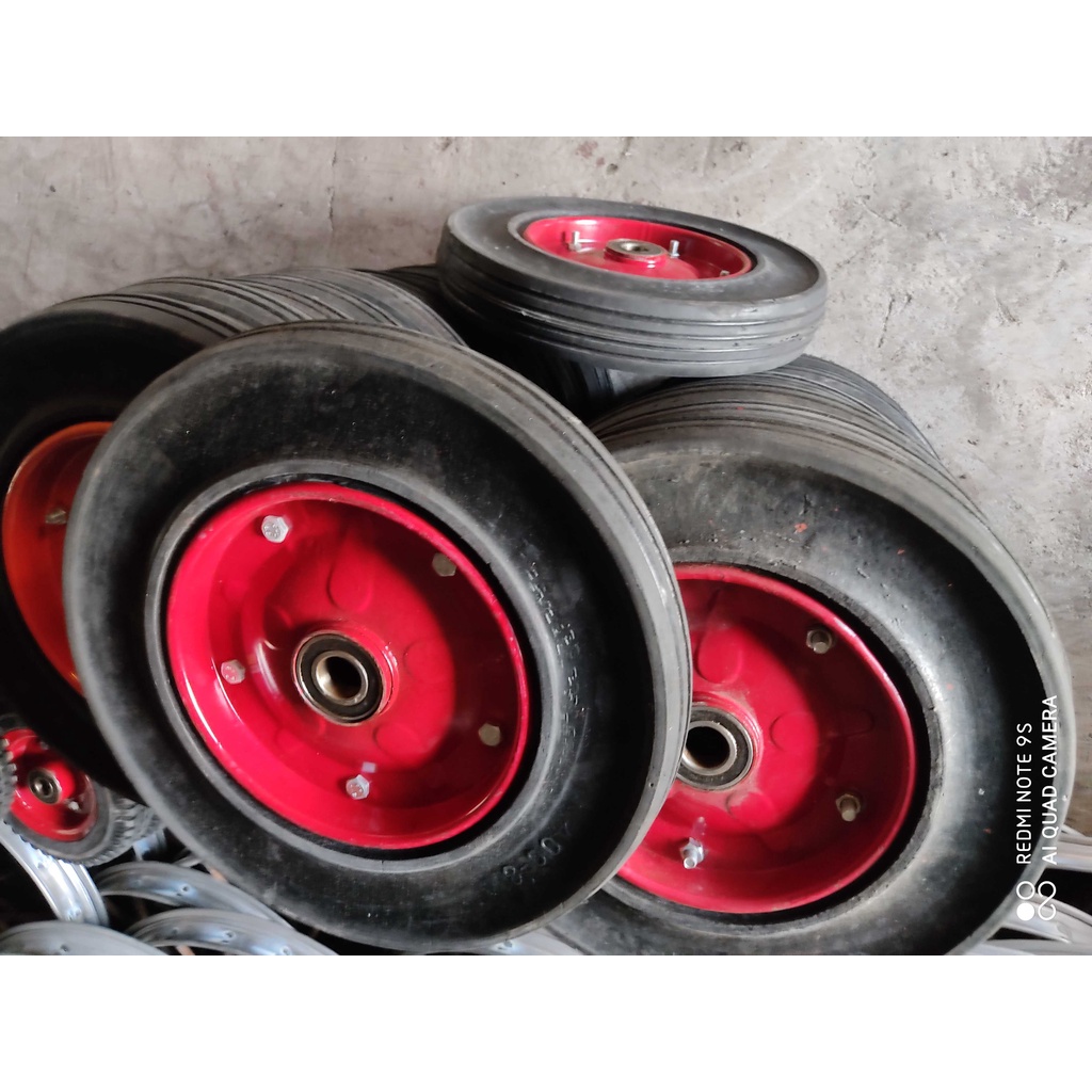 Bánh xe trộn bê tông 400-8 Đã có bi  Bánh xe đặc đường kính 35cm p35 Bánh xe cao su