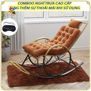 [HOT 2021] Ghế Mây Thư Giãn Bập Bênh Khung Thép Cường Lực ( tặng kèm nệm và thảm ) - Ghế Thư Giãn Gấp Gọn Thiết Kế Mới