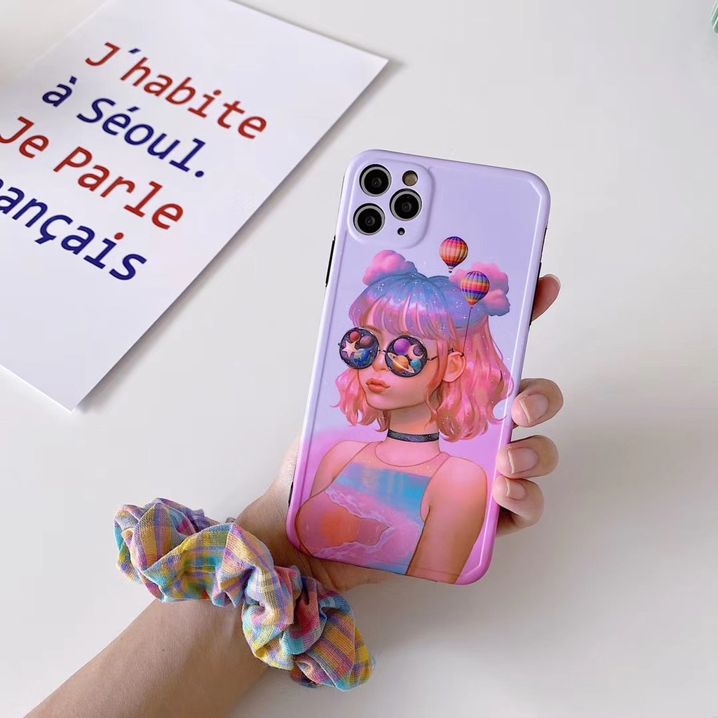 Ốp điện thoại mềm hình cô gái xinh đẹp màu hồng cho iPhone 7 8 SE2 plus X XS XR XSmax 11 Pro Promax | BigBuy360 - bigbuy360.vn