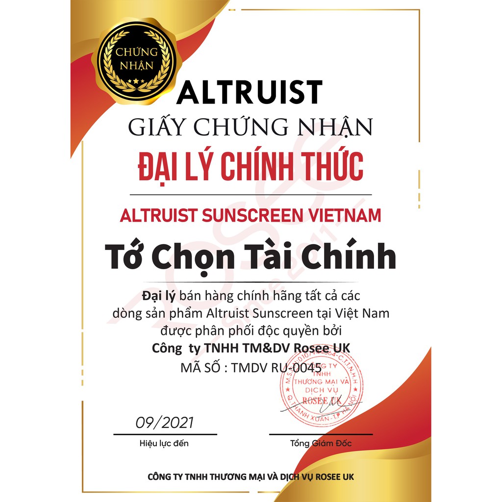 Kem chống nắng Altruist Dermatologist face fluid, Sunscreen spf 30, spf 50 mẫu mới