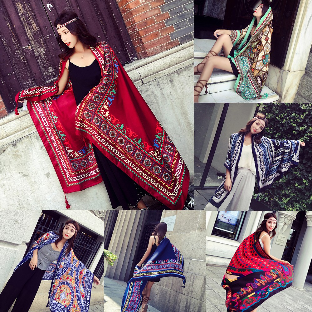 Khăn Choàng Thổ Cẩm Chống Nắng Khi Đi Biển Phong Cách Boho Vintage Hàng Xịn Nội Trung !