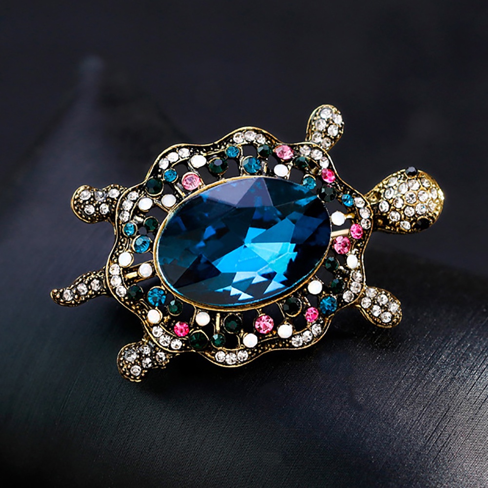 YOML✔Fashion Enamel Cartoon Turtle Rhinestones Faux Gem Inlaid Brooch Pin Jewelry