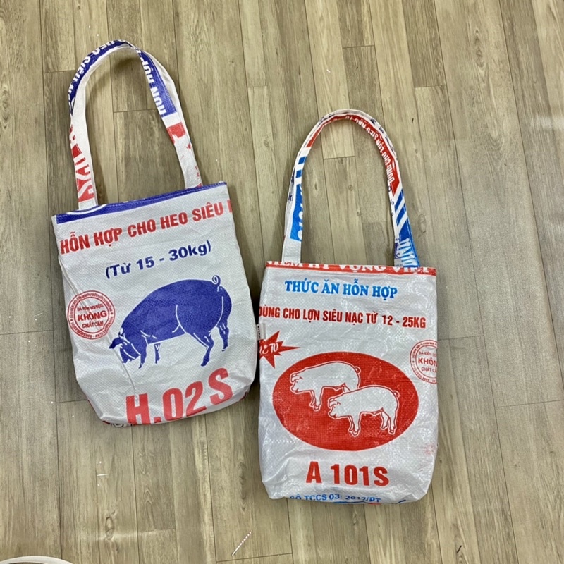 Túi tote tái chế từ tải dứa cám con cò thân thiện môi trường
