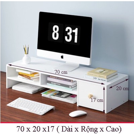 Kệ màn hình máy tính để laptop có ngăn kéo 70x20x17cm