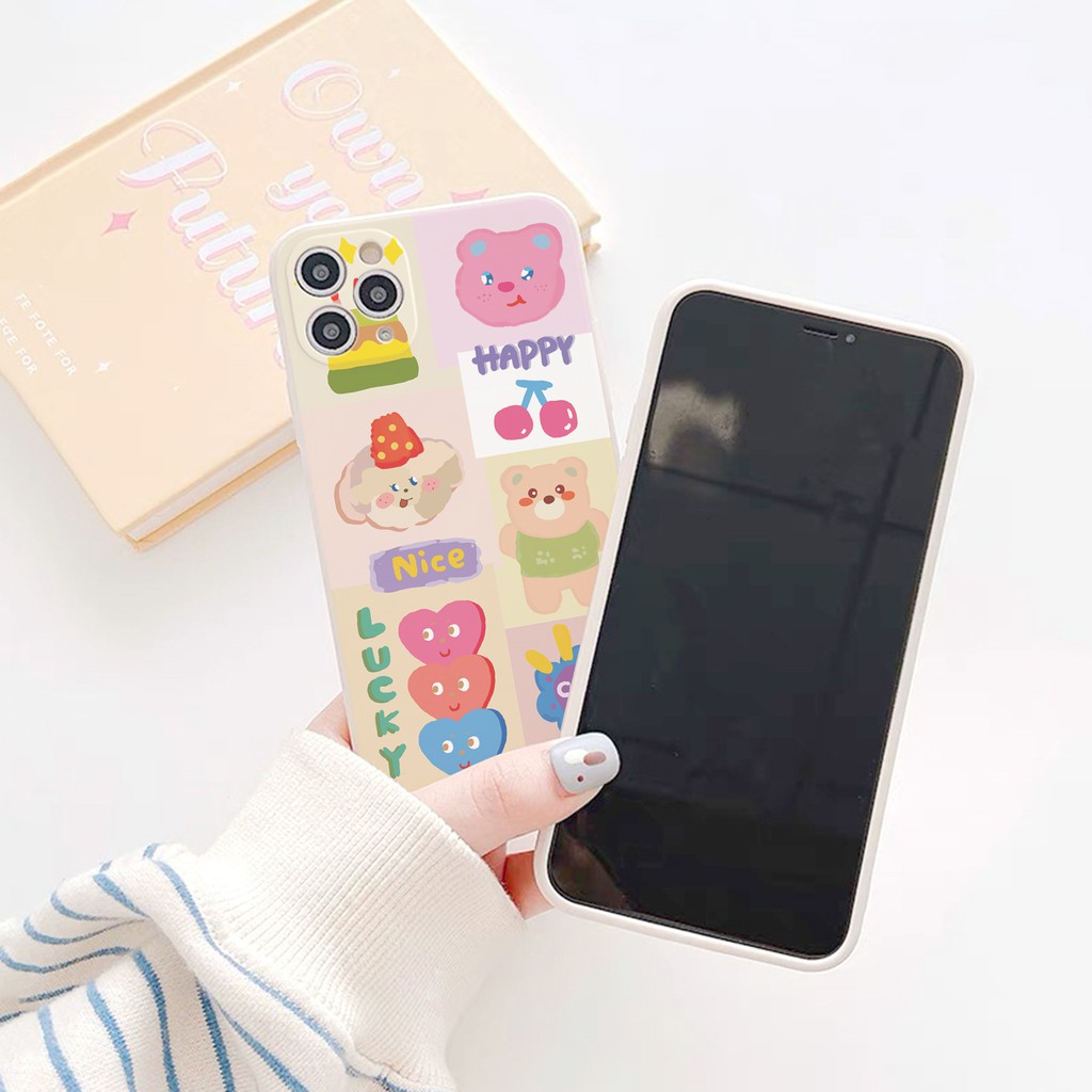 Ốp lưng iphone Gấu hồng cạnh vuông in hình viền 5/5s/6/6plus/6s/6splus/7/7plus/8/8plus/x/xs/11/12/pro/max/plus/promax | BigBuy360 - bigbuy360.vn