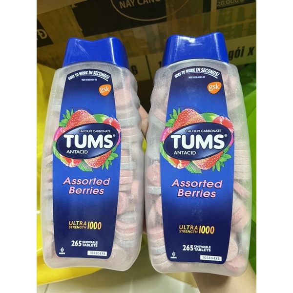 Kẹo nhai tkhó tiêu Tums Extra Strength Smoothies 265 viên date 2026