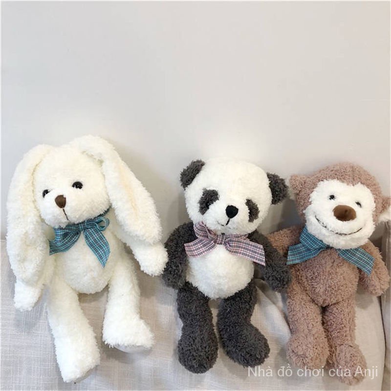 Thú Nhồi Bông Hình Gấu Trúc / Khỉ / Thỏ / Gấu Trúc Mềm Mại Phong Cách Hàn Quốc Cho Bé Gái