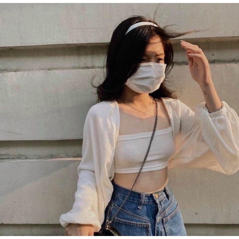  [RE VO DICH]Áo Khoác Cardigan Len Mỏng Kèm Áo 2 Dây - GIẢM 20% | BigBuy360 - bigbuy360.vn