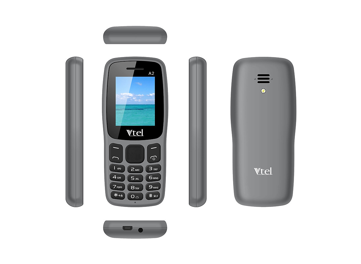 Điện thoại di động GSM Vtel A2 (Màu xám khói) – Hàng chính hãng CHINH HANG