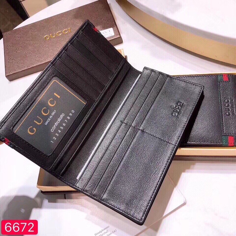 Ví dài và ví ngắn dạng gập Gucci GG GC chất liệu da thật cao cấp thiết kế đơn giản sang trọng