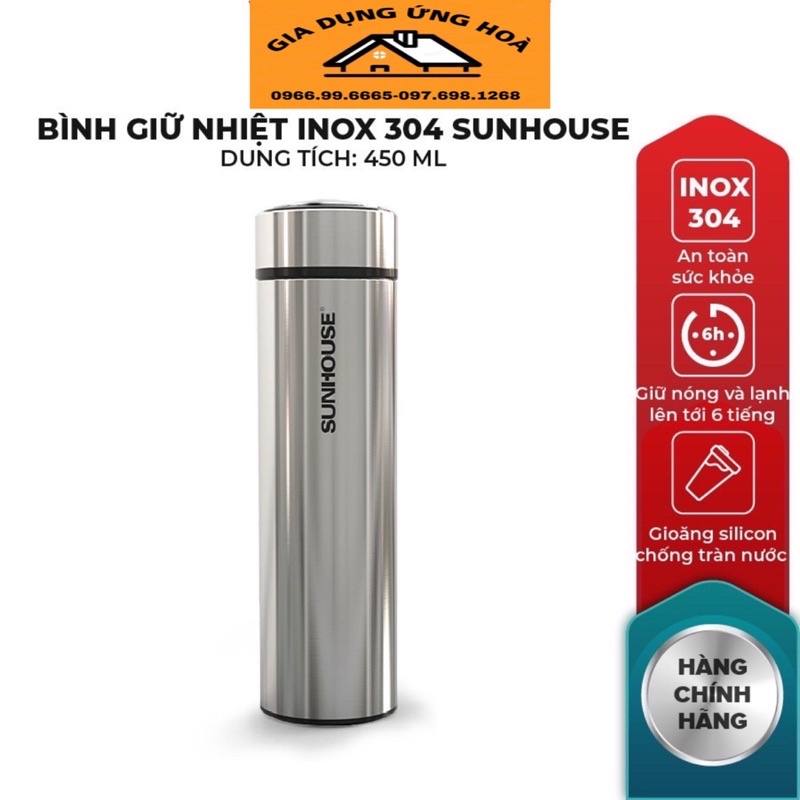 Bình Giữ Nhiệt SUNHOUSE 450ml Hàng Chính Hãng