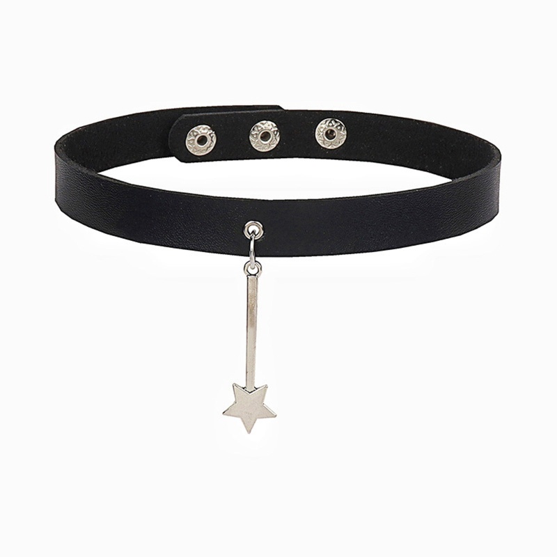 Vòng Cổ Choker Da Pu Màu Đen Đính Ngôi Sao Thời Trang