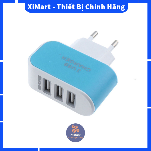 [HOT] Củ sạc điện thoại 3 cổng USB tiện lợi nhiều màu, bảo hành 3 tháng, lỗi 1 đổi 1 - XiMart