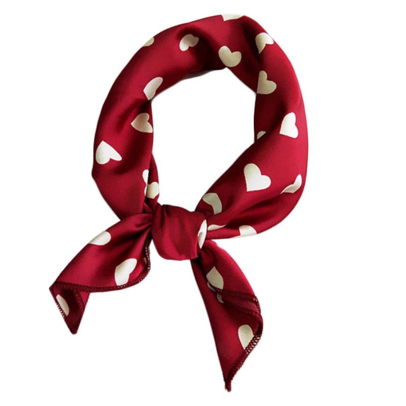 Khăn Vuông 48x48CM Bằng Vải Satin Jacquard In Họa Tiết Chấm Bi / Lông Vũ Nhiều Màu Cổ Điển