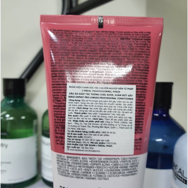 Dầu xả Loreal Professionnel giúp giảm gãy rụng, dưỡng dài và dày tóc Serie Expert Pro Longer 200ml
