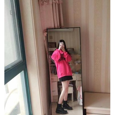 Áo hoodie chữ I DONT SMOKE màu hồng đậm unisex nam nữ cá tính hip hop Châu Âu