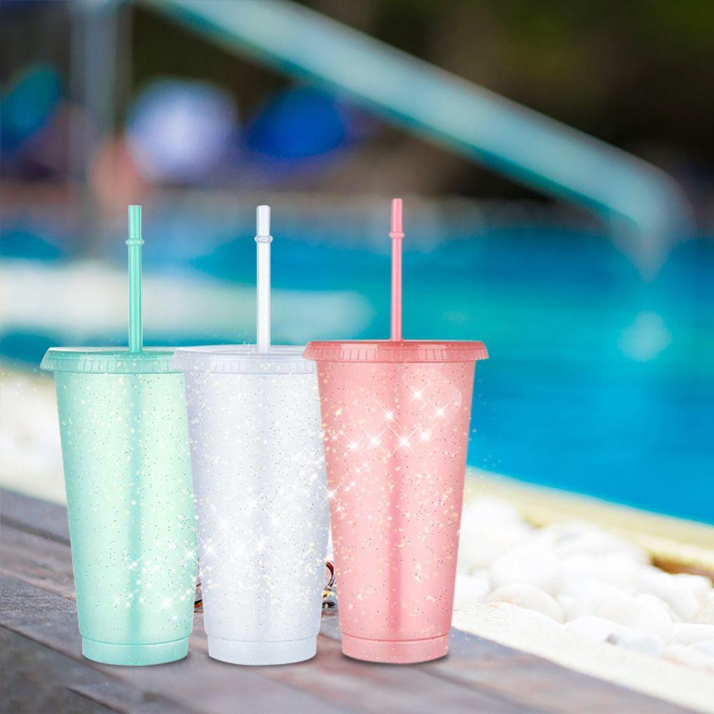 Cốc Uống Nước Miệng Rộng Có Thể Tái Sử Dụng Nhiều Màu Sắc Kèm Ống Hút