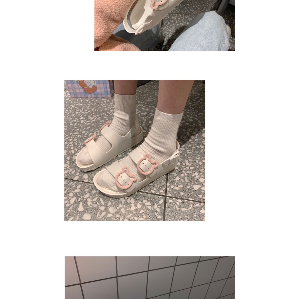 Giày Sandal Mùa Hè Đế Phẳng Dày Dặn Dễ Thương Thời Trang Đi Biển Cho Nữ 2021