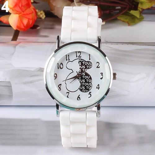 Đồng hồ dây đeo Silicon họa tiết chú gấu dễ thương cho nữ