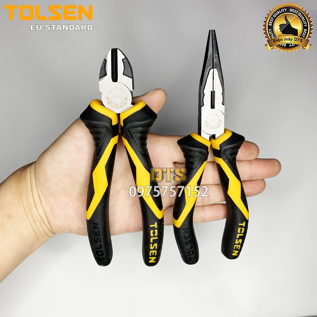 Bộ kìm cắt, kìm nhọn - kìm công nghiệp TOLSEN 6 inch/ 160mm, thép CR-V cao cấp hợp kim Niken – Tiêu chuẩn Châu Âu