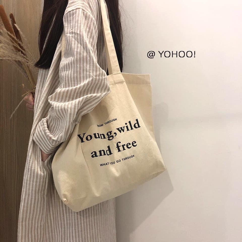 [ sale 50 % ]Túi tote vải canvas đeo vai phong cách thời trang 2021