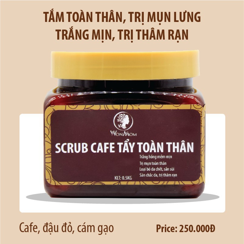 Bộ Tẩy Tế Bào Chết Cho Da WonMom (1 Srcub Cafe Tẩy Toàn Thân và 1 Srcub Nghệ Tẩy Mặt)