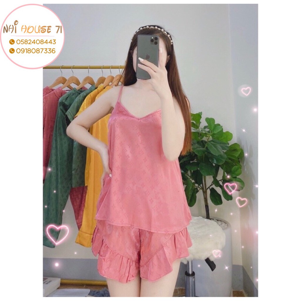 FREESHIP 50K] [GIÁ SỐC] BỘ NGỦ 2 DÂY GẤM SATIN DỆT CHỮ NỔI NHIHOUSE71 QUẦN LAI  BÈO  TẶNG  KÈM BỊT MẮT ĐÁNG YÊU FREESIZE | BigBuy360 - bigbuy360.vn