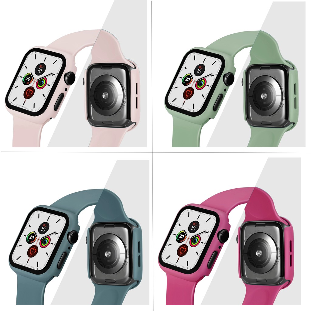 Dây Đeo Silicon+Ốp Mặt Đồng Hồ Thông Minh Cho Apple iWatch 42mm 38mm 44mm 40mm 6 5 4 3 Se T500 W26 FT50 F10 U78Plus