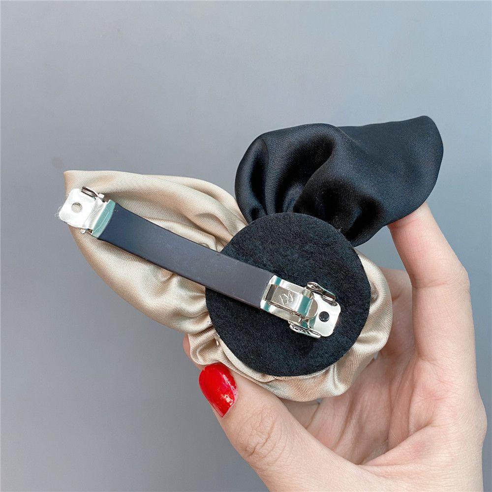 Giá Đỡ Kẹp Tóc Đuôi Ngựa Hình Hoa Hồng Bằng Satin Thời Trang Nữ Đơn Giản