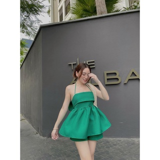 Set peplum cổ yếm cột nơ lưng + quần short kèm ảnh thật