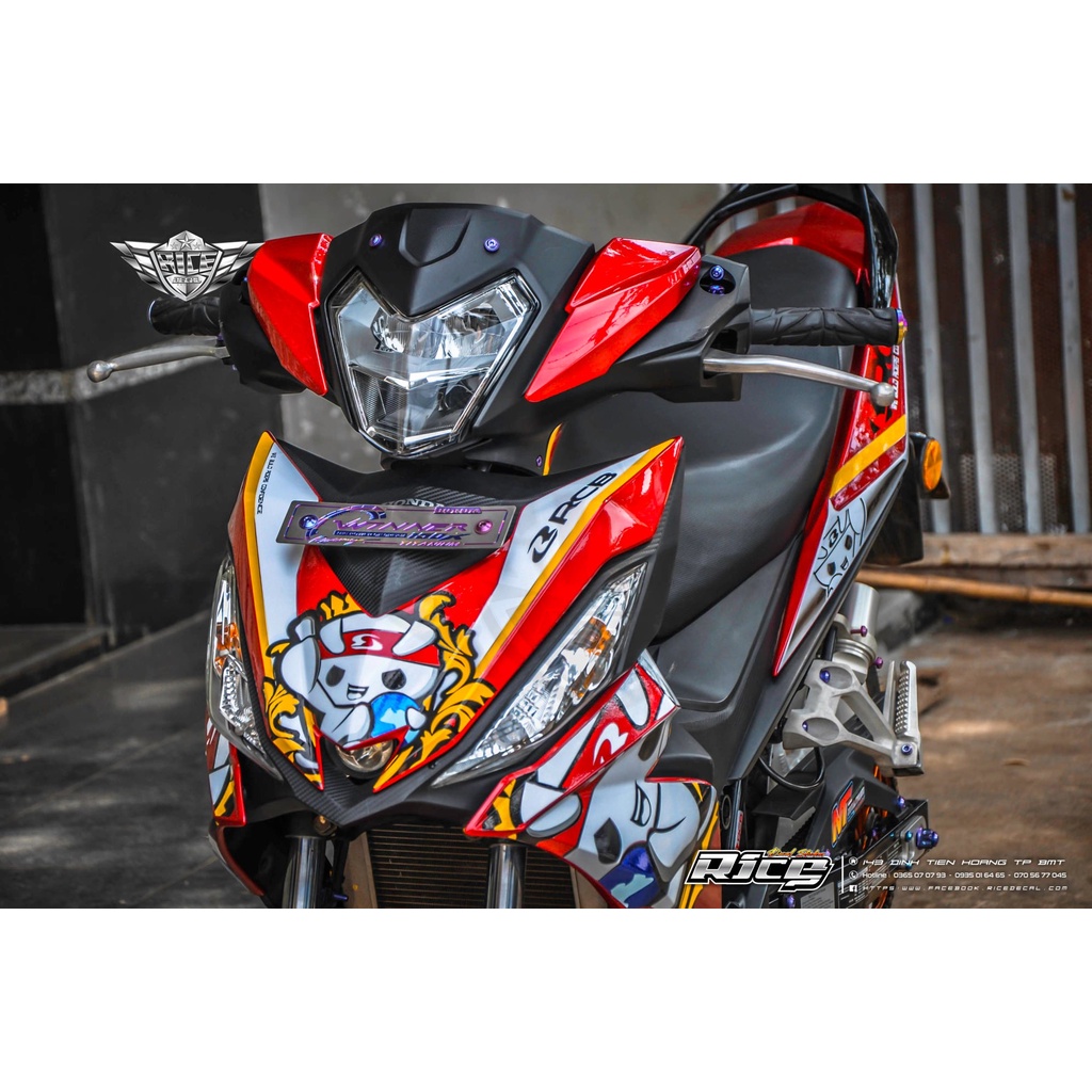 Tem Rời Dán Xe Winner V1 Mẫu RCB Racing Boy Đỏ Trắng Đen Cực Độc, Hàng 3 Lớp Chất Lượng Cao .Team Decal