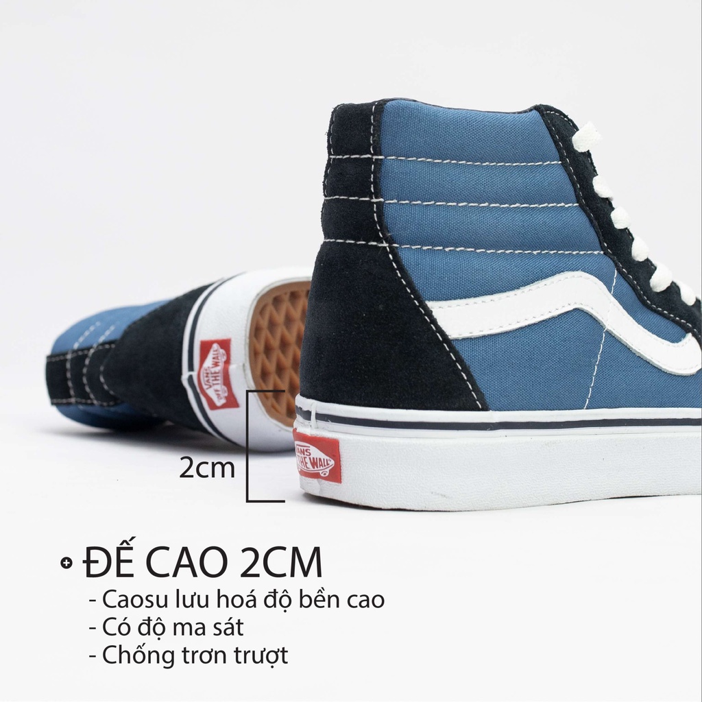 Vans sk8 navy cổ cao CHÍNH HÃNG nam nữ, giày vans cao cấp chuẩn full box