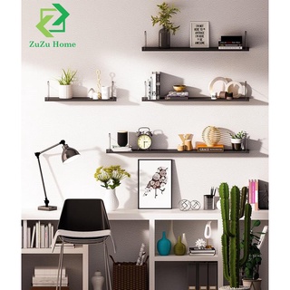 Kệ gỗ treo tường trang trí không cần khoan tường ZuZu Home với thanh treo sơn tĩnh điện và đầy đủ phụ kiện đi kèm