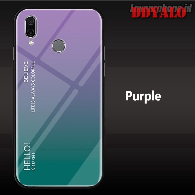 Ốp điện thoại TPU mềm có mặt kính cường lực phối màu đậm nhạt dành cho Samsung Galaxy M20 M10 A30 A50