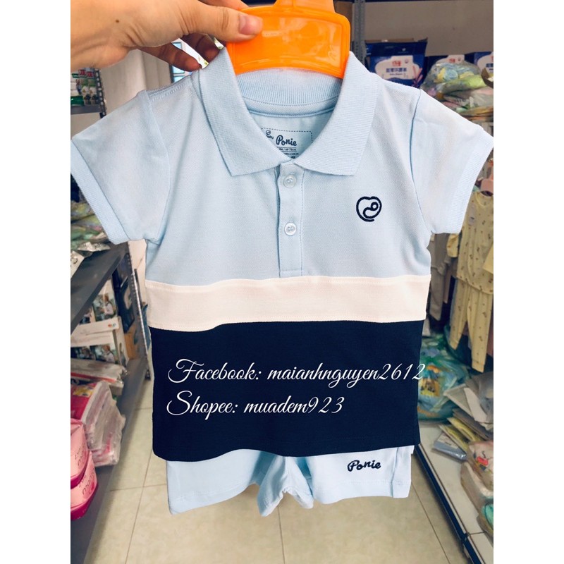 Bộ Polo cộc tay Ponie bé trai, bé gái hãng Bu baby