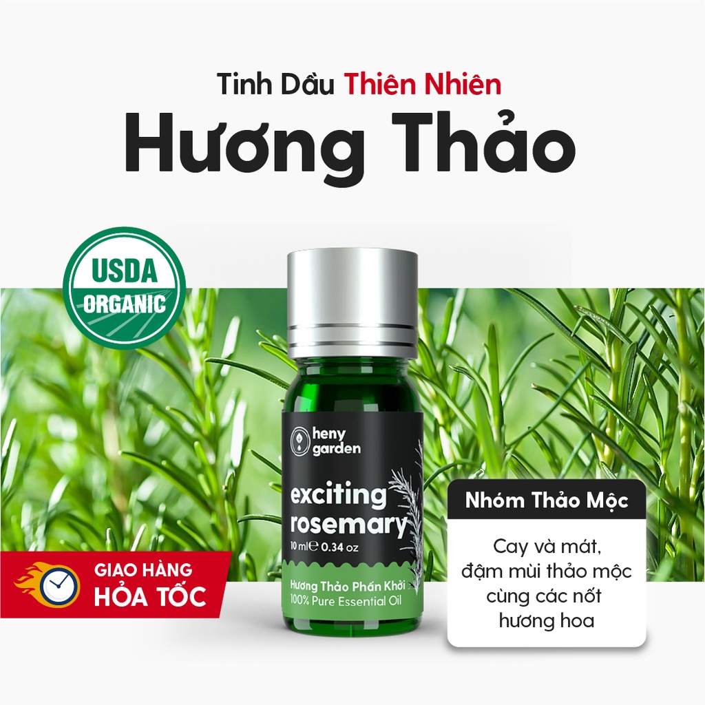 Tinh Dầu Hương Thảo Organic Thiên Nhiên Nguyên Chất Đậm Đặc Xông Thơm Phòng, Làm Nến Thơm HENY GARDEN
