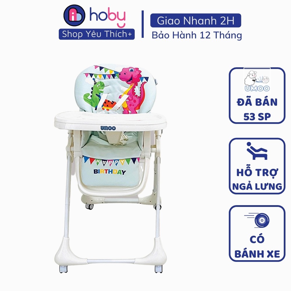 Ghế ngồi ăn dặm có bánh xe điều chỉnh ngả lưng, điều chỉnh độ cao Umoo Hobybaby cho bé 6 tháng đến 5 tuổi chuẩn ASTM Mỹ