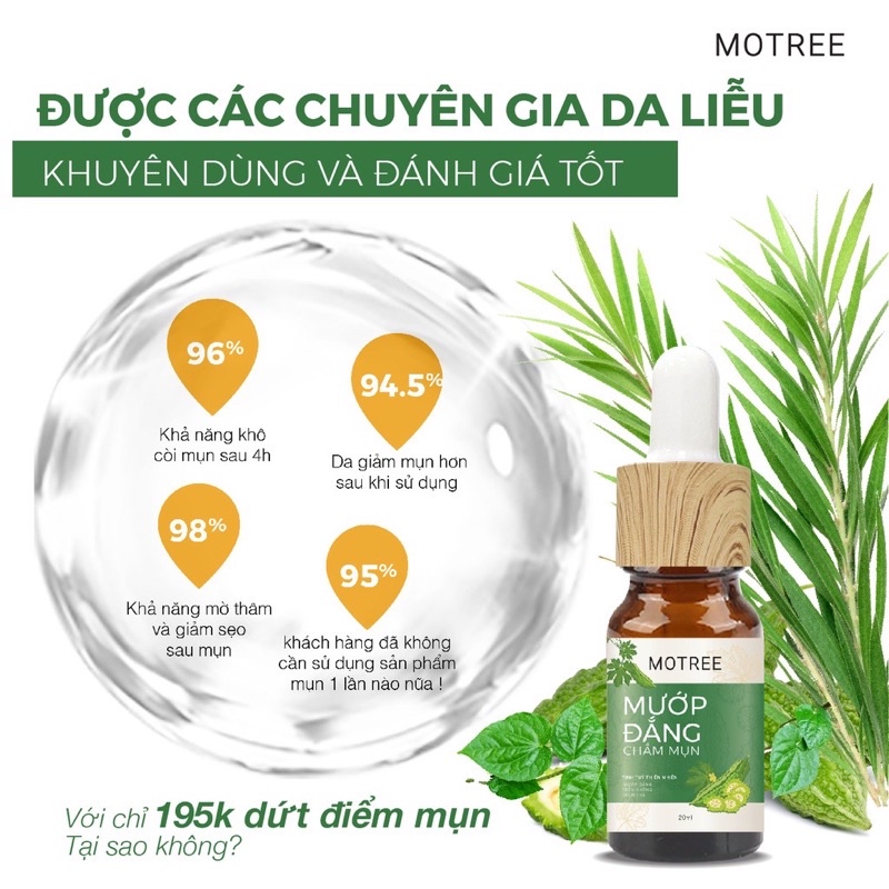 Sữa Rửa Mặt & Serum Chấm Mụn 4H Motree, Chiết Xuất Từ Mướp Đắng - Nghệ Tự Nhiên.