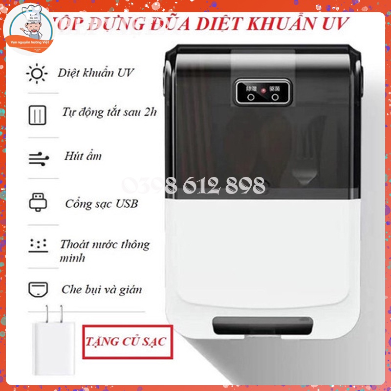Hộp Sấy - Khử Khuẩn - &amp; Đựng Thìa Đũa Bằng Tia UV Cao Cấp