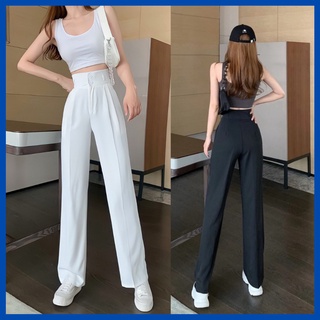 Quần ống rộng cạp cao 2 khuy,quần ống rộng cạp cao 2 khuy cực kỳ tôn dáng chất liệu vải tuyết mưa, cao cấp
