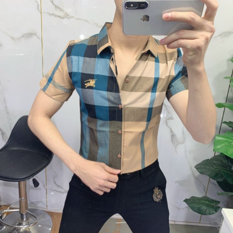 Áo sơ mi nam ngắn tay BBR kẻ nhiều màu caro